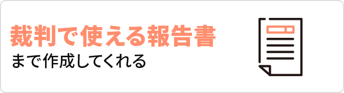 裁判で使える報告書まで作成してくれる