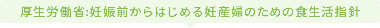 厚生労働省:妊娠前からはじめる妊産婦のための食生活指針